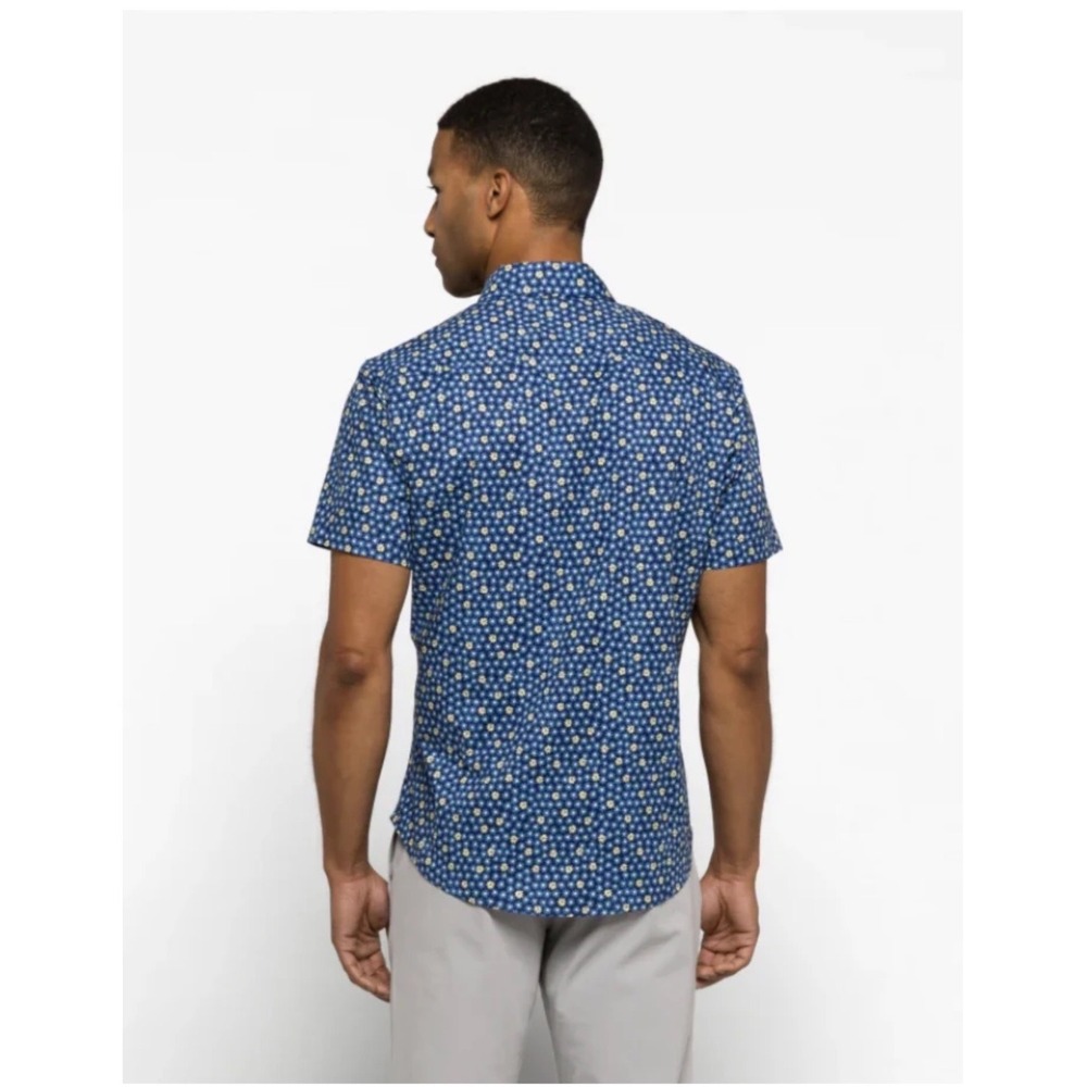 Bonobos Stretch Riviera Slim Fit Floral Shirt Blue Men's M Resort Coastal Preppy - Picture 2 of 7